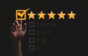 Five-star-rating-system-displayed-with-all-five-stars-highlighted-in-gold-representing-excellent-rating